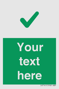 Custom green background, green tick sign